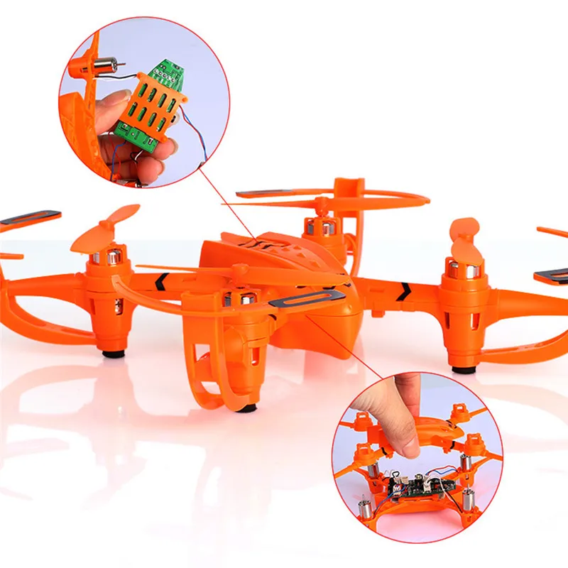 RC Helicopters DIY Assembly Radio Control Aircraft Headless Mode Drone Mini Quadcopter Kids Remote Control Toys