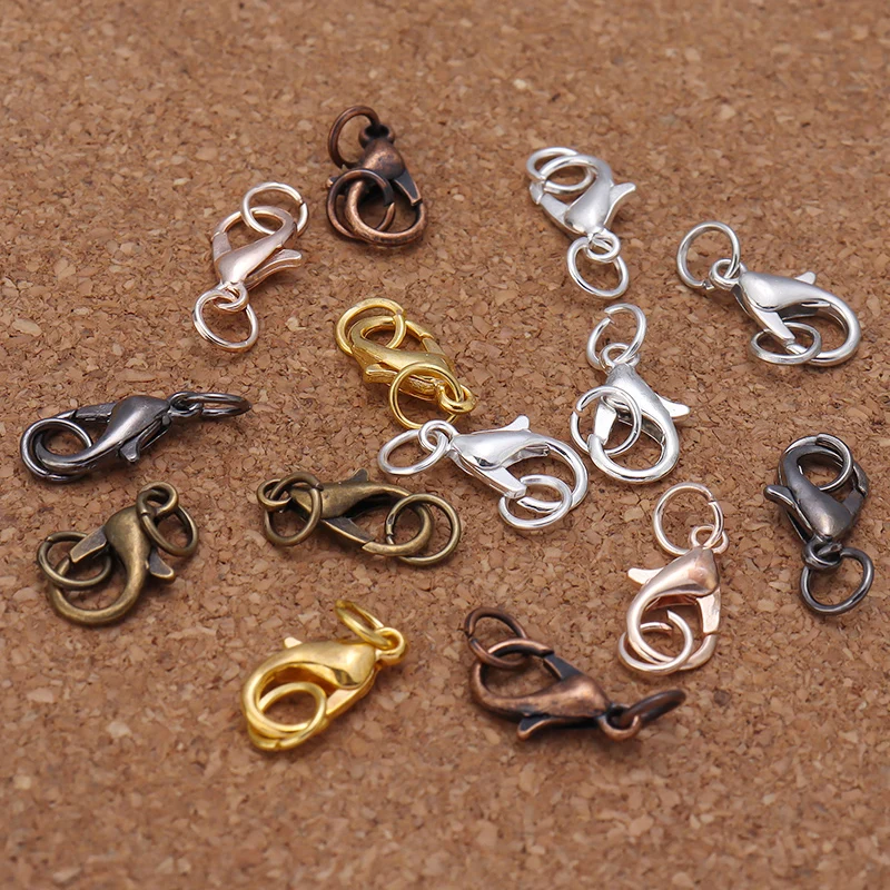 

20pcs Lobster Clasp Hooks With Jump Rings 10x5mm 12x6mm Connector For Jewelry Making Findings DIY Bracelet Necklace Wholesale