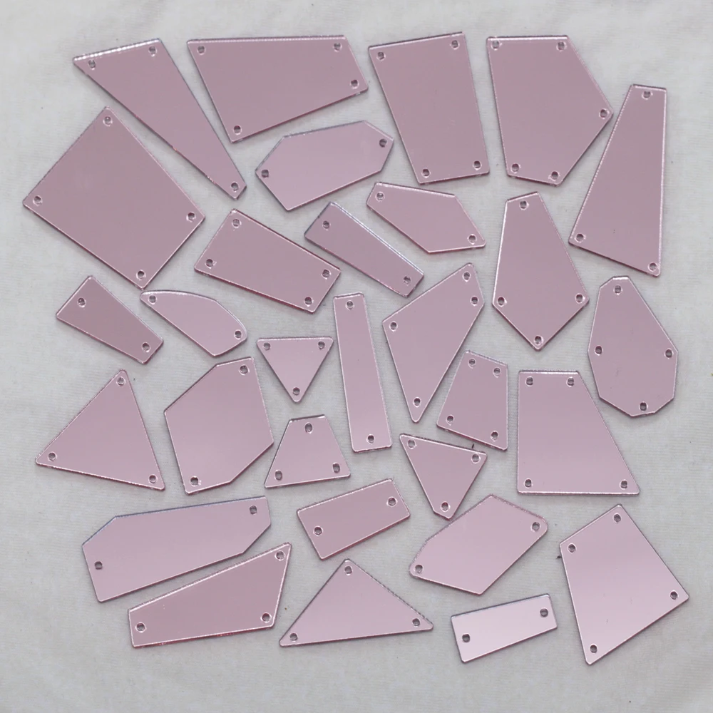 Акриловые бусины розовые зеркальные пришивные стразы DIY Flatback зеркальные акриловые пришивные стразы с отверстиями для шитья