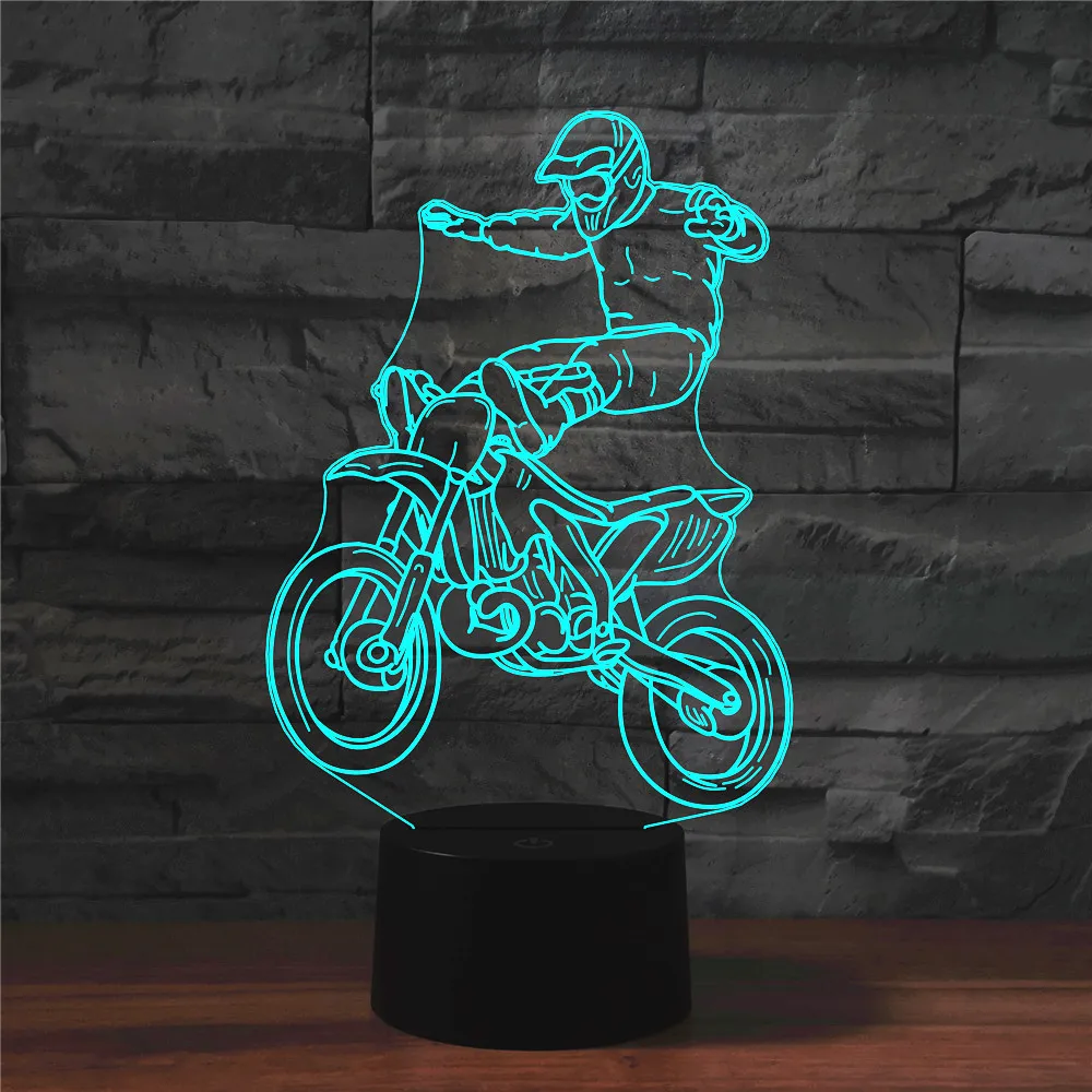 

2019 New Style Motorcycle Stunt 1 3D Lamp Colorful Touch Control Crack LED Visual Small Night Lamp 1018