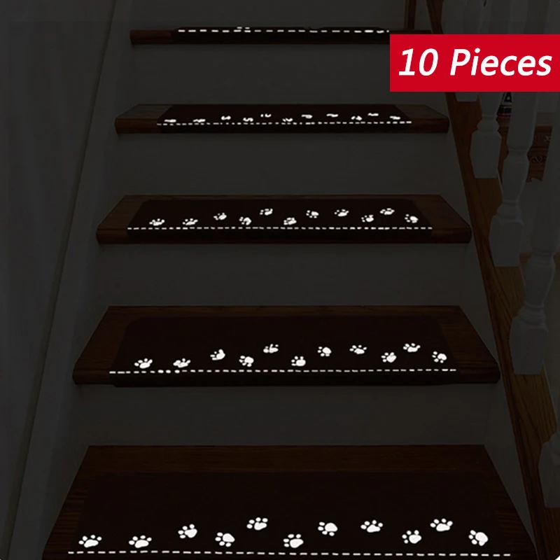 10 шт. удобный внутренний светящийся коврик для лестницы, мультяшный самоклеящийся ковер, безопасный нескользящий бесшумный напольный коврик