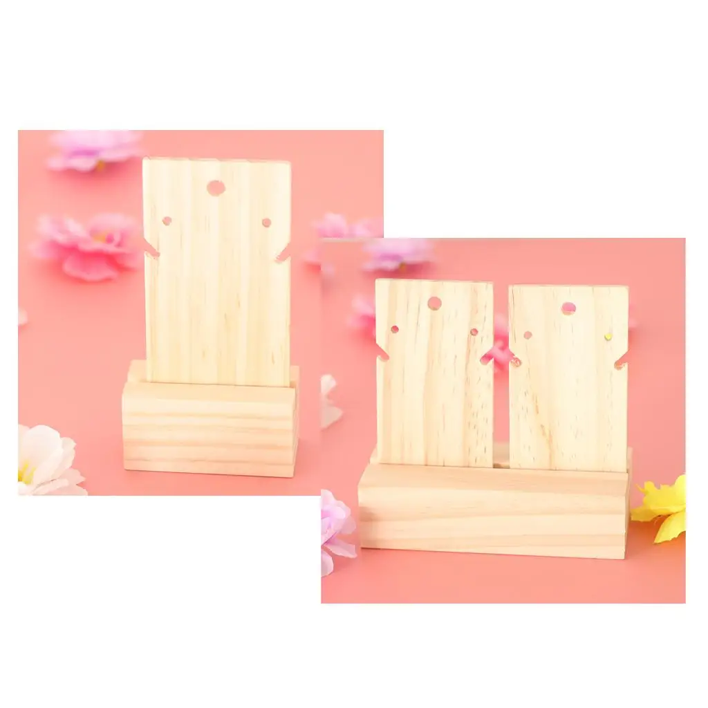 Natural Wooden Earring Holder Stand Jewelry Organizer Display Storage Rack