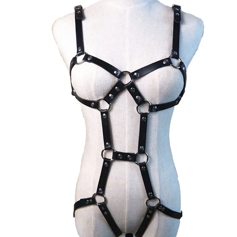  Sexy Women Leather Harness Garter Belts Men Punk Gothic Suspenders Bondage Straps Bra Garter Body H
