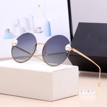 Новые роскошные брендовые круглые женские солнцезащитные очки Жемчужное Украшение модные солнцезащитные очки женские градиентные прозрачные Оттенки UV400 Oculos De Sol