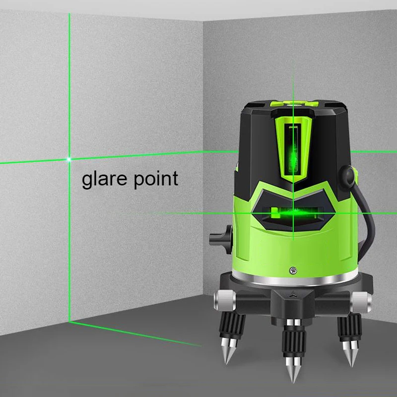 Green Light Laser Level 2/3/5 Lines Level Ruler 360 degree Fine-tuning Outside Strong Light Level Meter Cross Line Glare Point