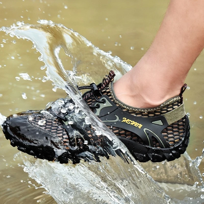 Летняя Повседневная пляжная обувь мужская водонепроницаемая обувь уличная походная дышащяя обувь сандалии обувь без шнуровки сетчатые походные сникерсы Sandale