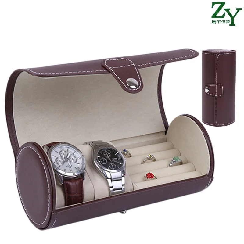 

2 Cylinder Watch Box Ring Box Watch Box Leather Box for Watch Jewelry Creative Storage