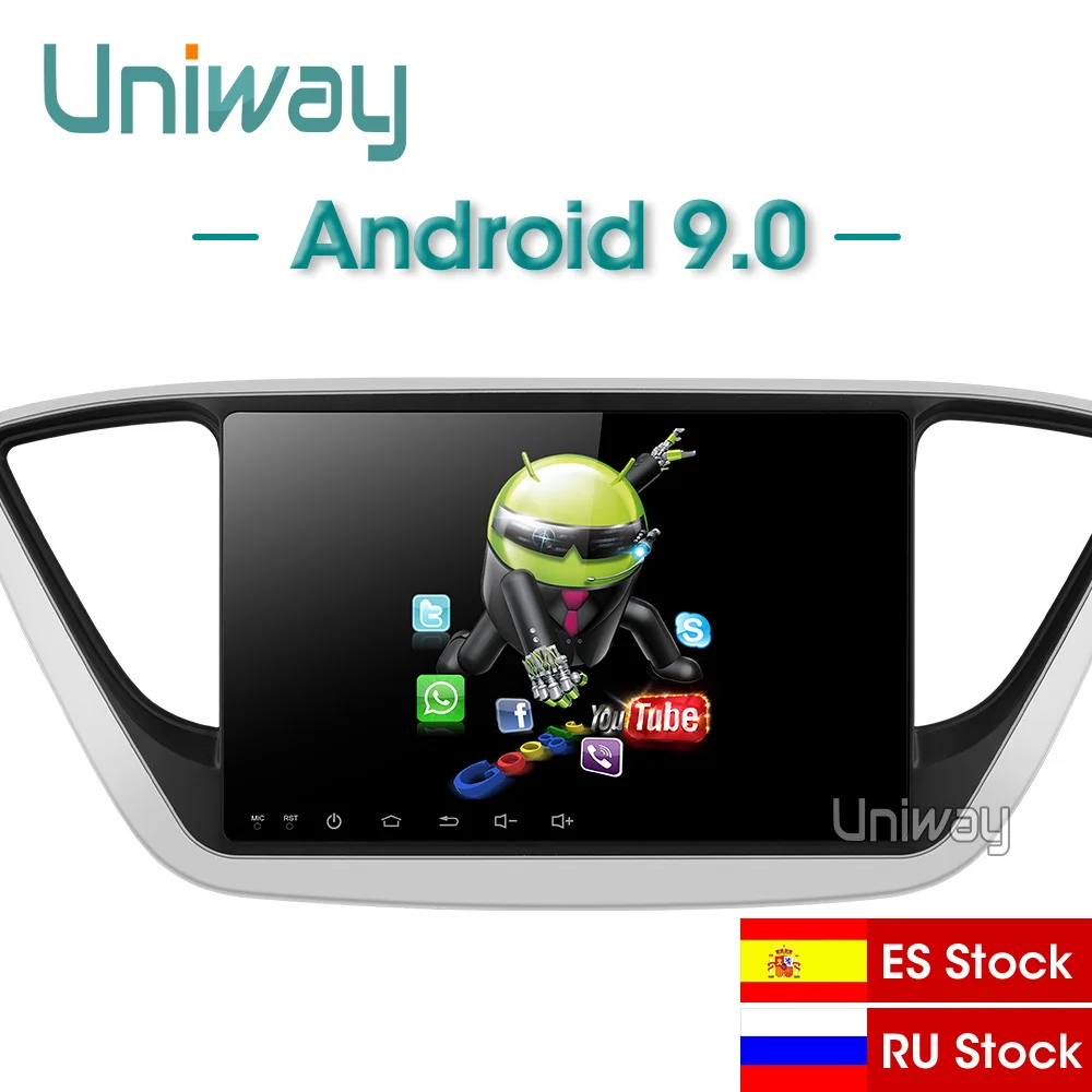 Cheap Uniway A17YN9071 android 9.0 car dvd for the new hyundai verna  solaris accent 2016  2017 car radio multimedia player gps stereo 1