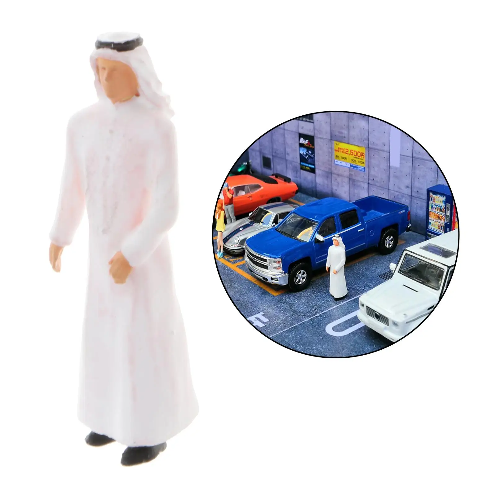 Street People Figures Model Dubai Prince Sports Car Owner Standing Pose Mini Miniature 1/64 Sand Table Photography Accessories