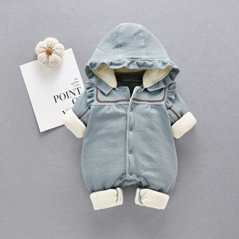 Blue Одежда для новорожденных, осень и зима, 0-3 месяца, Детские стеганые хлопковые теплые милые двухцветные Детские прыгунки Super Yang - Цвет: Blue