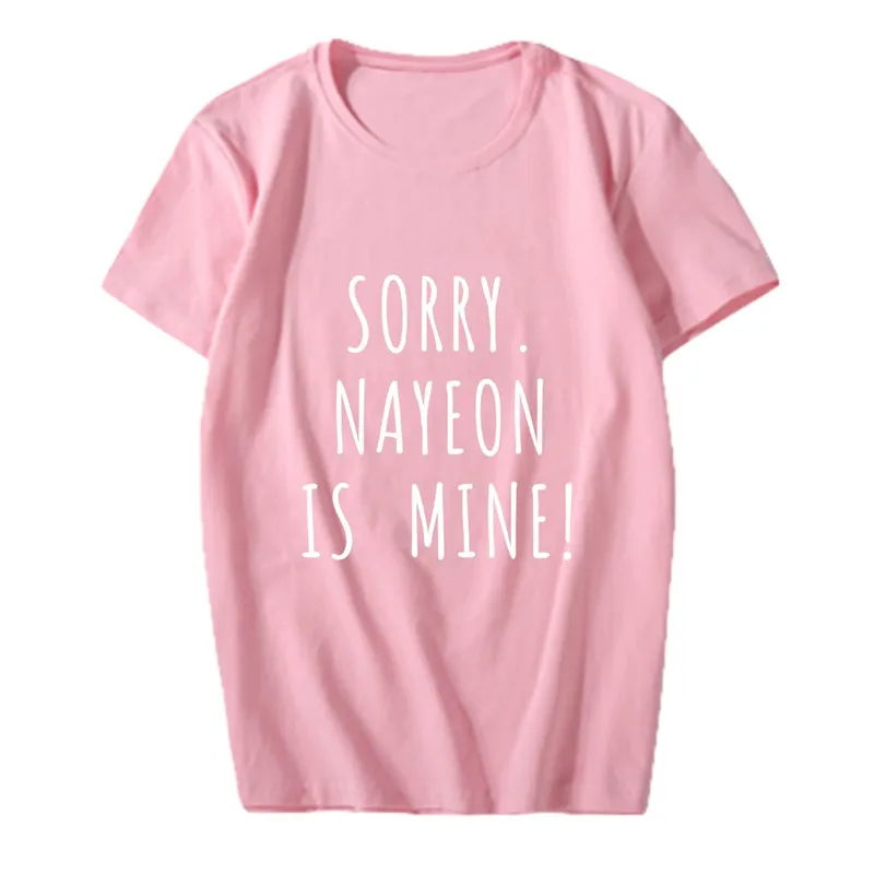 TWICE SORRY IS MINE MOMO TZUYU MINA NAYEON футболка с короткими рукавами и круглым вырезом Kpop унисекс свободная футболка футболки для влюбленных PT1165 - Цвет: Pink NAYEON