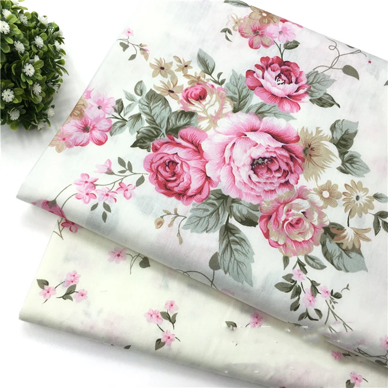 Pink Peony Cotton Fabric Dress Cloth For Quilting DIY Sewing Craft Material | Дом и сад