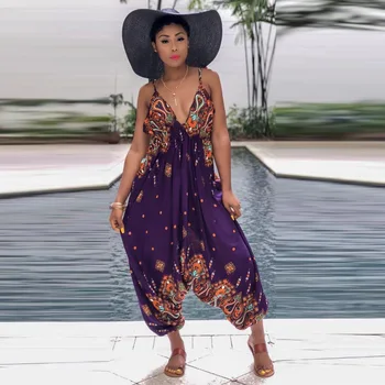 

Women India Indie Folk Pants Loose Waist Cross Pant Silk Trousers Drop Crotch Harem Rompers Wide Leg Vintage Print Pant Jumpsuit