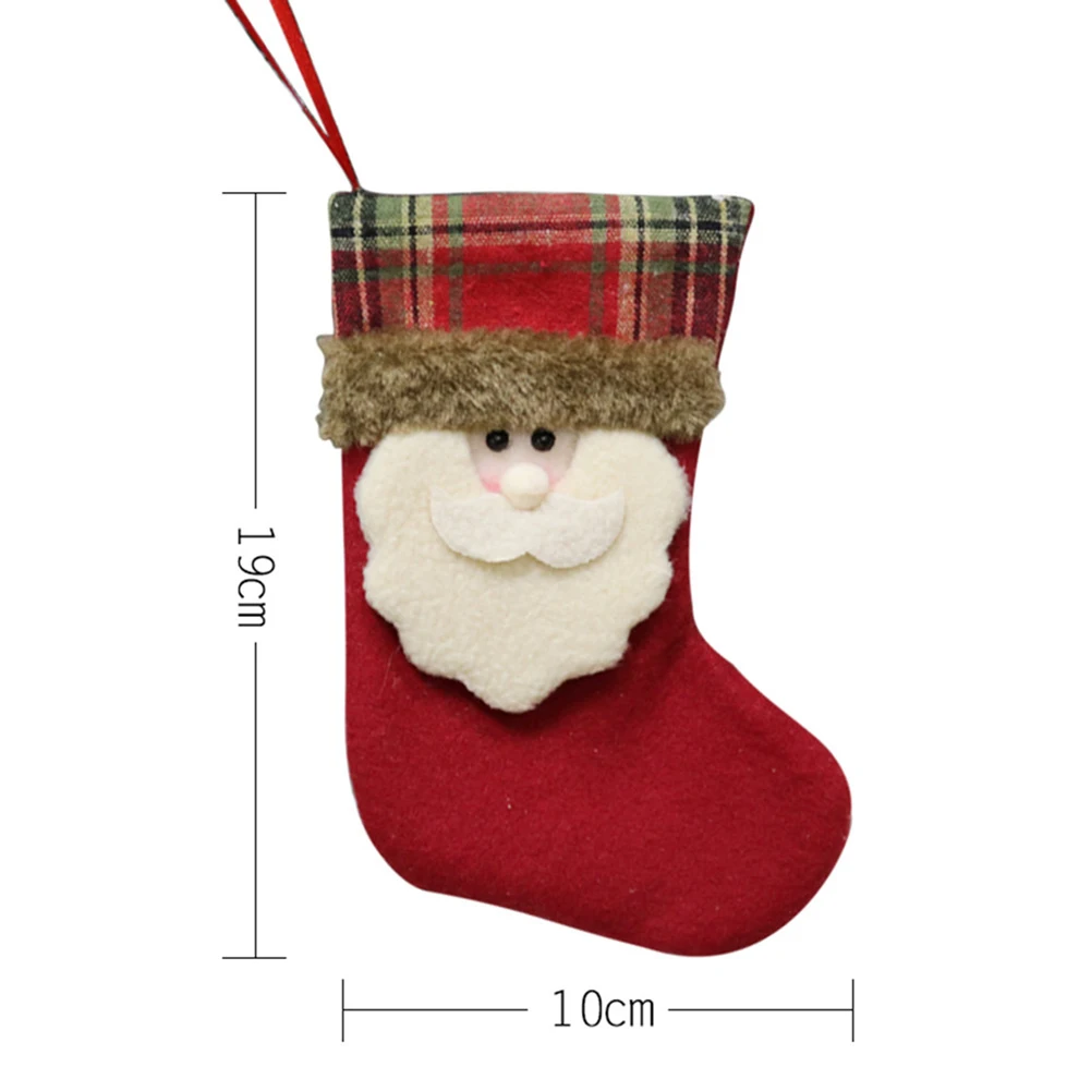 3pcs Christmas Stocking Candy Bag Gifts Bags Xmas Tree Ornament Stocking Candy Cookie Pouch Christmas Decoration