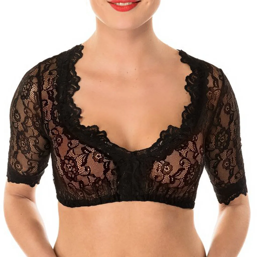 

Womens Tops And Blouses 2020 Sexy V-Neck Solid Blouse German Dirndl Blouse Lace Short Shirt For Oktoberfest Top Roupa Feminina