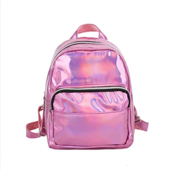 

Fashion Women Laser Backpack PU Metallic Color School Shoulder Bags Travel Backpacks