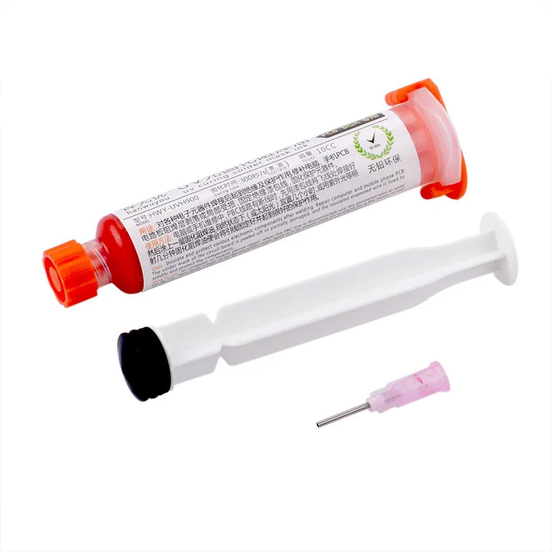 

Red UV Curable Solder Mask 10CC For PCB BGA Circuit Board Protect Soldering Paste Flux Welding Fluxes Oil +1 Syring Push Needle