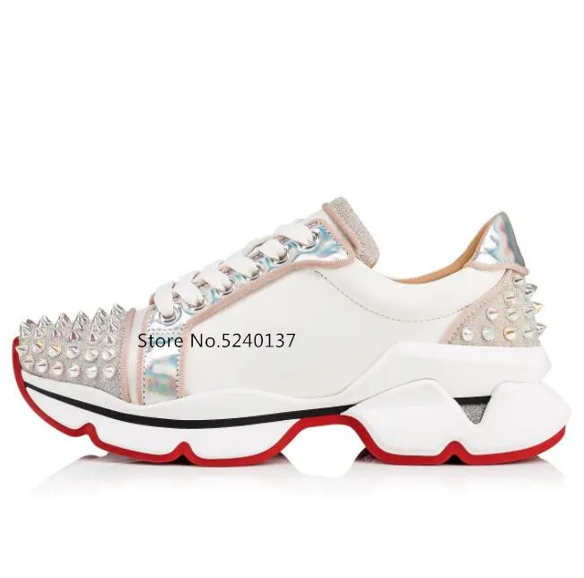 

Rivets Thick Bottom Genuine Leather Men Sneakers Mixed Color Cross-tied Runway High Quality Casual Shoes Men