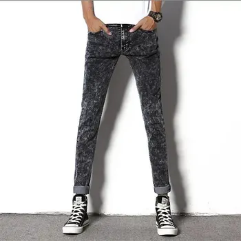 

Men's Snow Jeans Trend Directly Canister Youth Leisure Bound Feet Pants Male Slim Fit Fashion Designer Denim Trousers