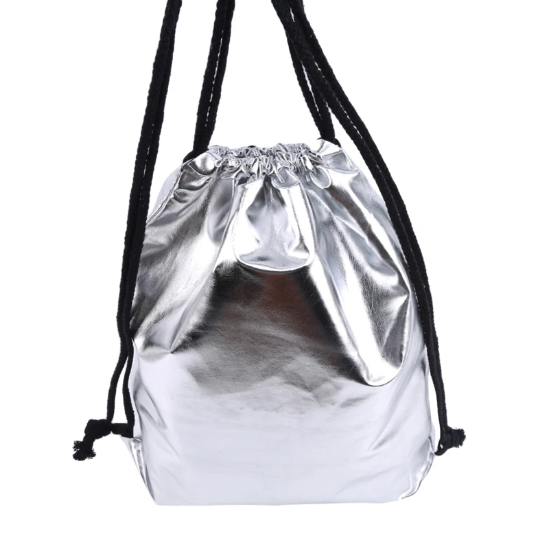 light silver Сумка на шнурке с карманом из искусственной кожи на ремешке для хранения, однотонная Подарочная сумка, спортивная сумка, маленькие Мини дорожные сумки - Цвет: light silver