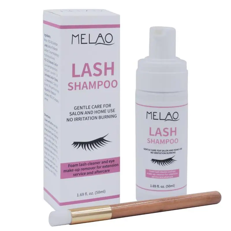 

50ml Eye Lashes Foam Cleaner Individual Eyelash Extension Cleanser Professional Eyelashes Foaming Mild Makeup Remover and Brush