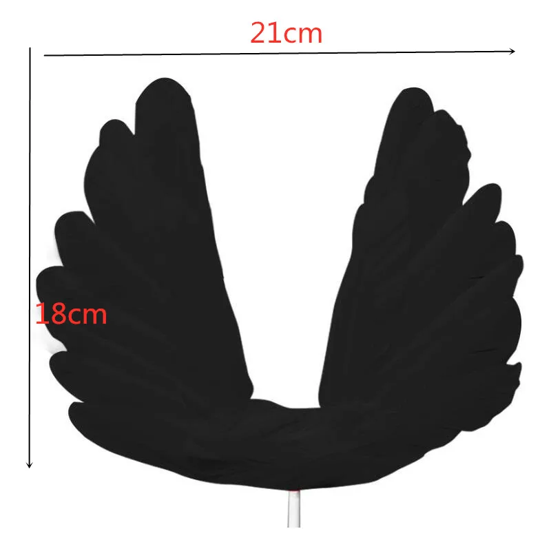 1Pcs Angel Feather Wing Flag/Angel Doll Cake Toppers For Wedding Birthday Party Dessert Valentine'S Day Cake Top Decoration - Цвет: black