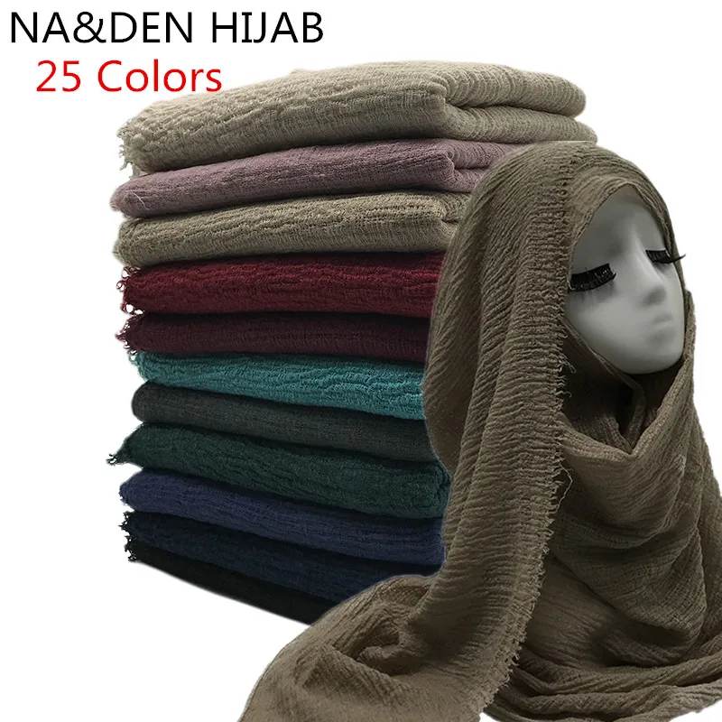 

2019 NEW crinkle bubble cotton scarf plain popular shawls hijab spring wrinkle wrap muslim 25 colors scarves/scarf 180*90cm