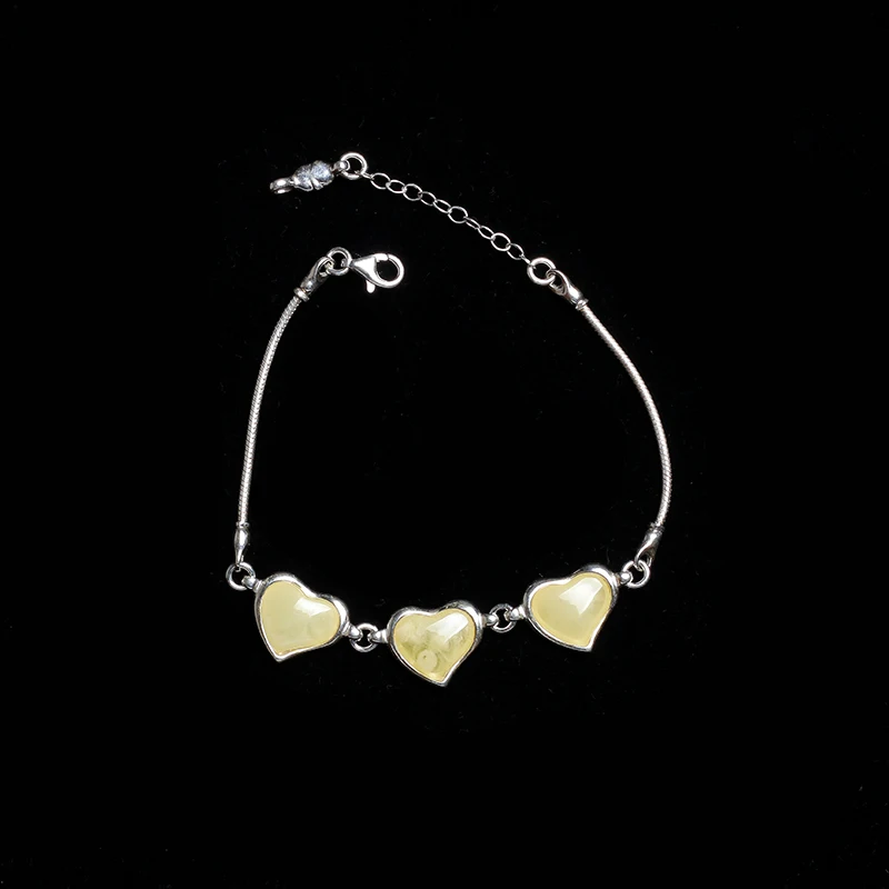 

Pure natural fidelity Baltic beeswax bracelet female models original design multi-layer multi-poor amber silver bracelet