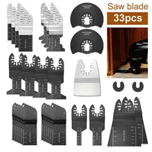 33 pçs lâminas de serra lâminas de ferramentas de metal universal carboneto multitool lâminas de liberação rápida kit para madeira plástico metal corte