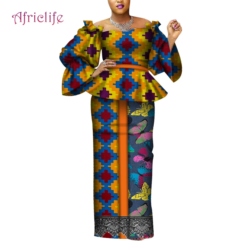 Африканский женский костюм с юбкой из двух предметов африканского вощеного