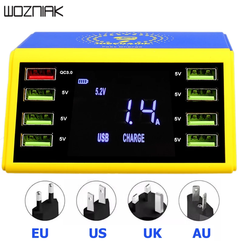 Механик ЖК-цифровой дисплей быстрое зарядное устройство 8 портов usb зарядная док-станция QC 3,0 с 10 Вт Беспроводное зарядное устройство для ремонта iPhone
