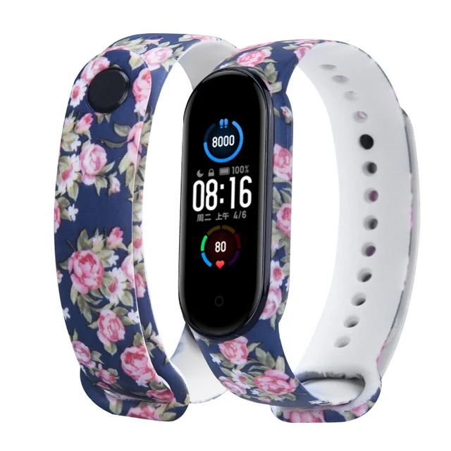 Strap For Xiaomi Mi Band 4 3 5 6 watch band Creative graffiti style Silicone bracelet replacement For XiaoMi band 4 5 Wristband 4