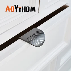AOYIHOM European Leaf-Shaped Gold Cabinet Handle Retro Drawer Shoe Cupboards Hidden Pulls Furniture Balcony Sliding Door Knob