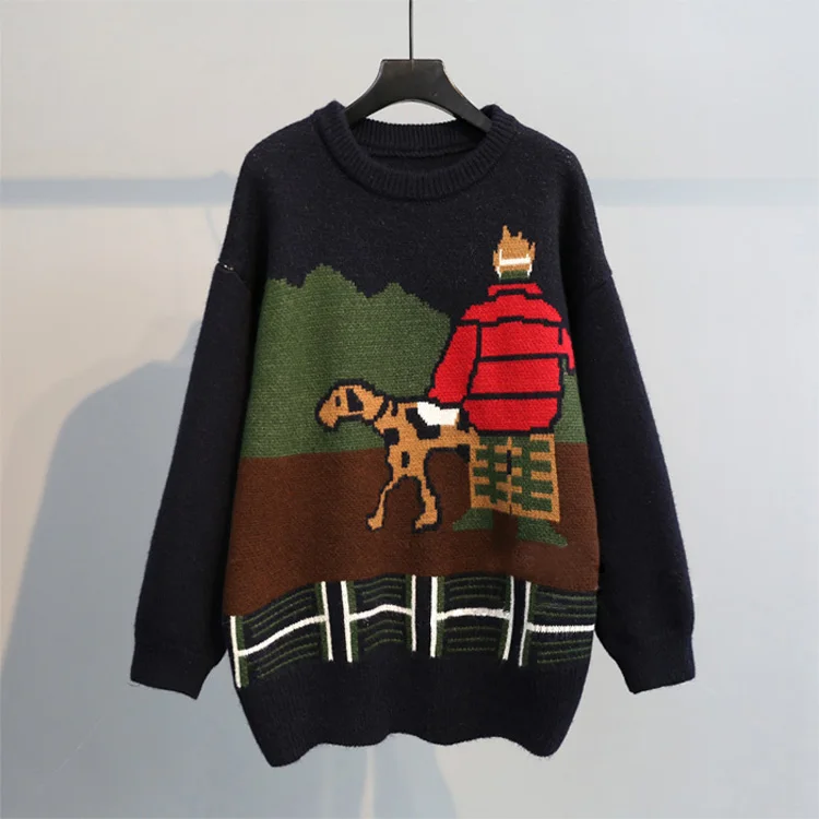 style8-black Осень-зима, новинка, женский свитер с медведем, свободный, мультяшный, утолщенный, пуловер, джемпер, женский, кавайный, милый, вязанный Топ - Цвет: style8-black