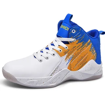 

High-top Basketball Sneakers Men Lace Up Outdoor Basket Male Shoes Leather Sports Black Blue Men's Trainer Athletic Shoes