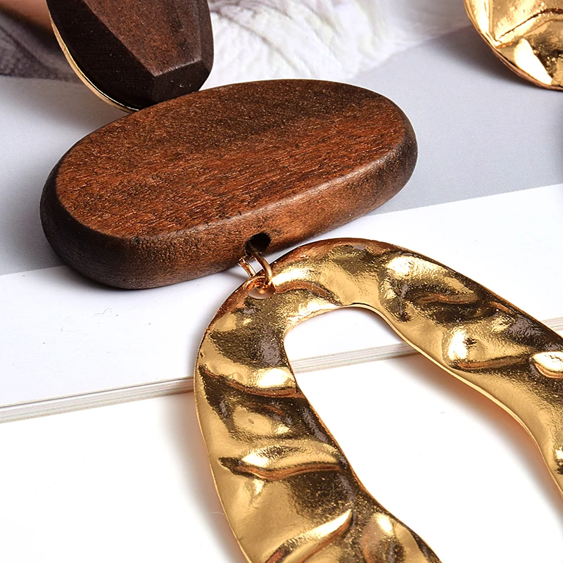 New Arrival Irregularly shaped wooden earring Statement Big Drop Earrings Fashion Trend Fine Jewelry Accessories For Women