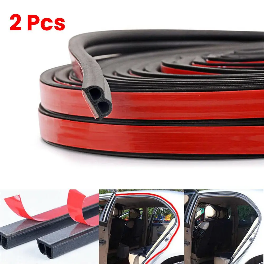 

2Pcs 5M B-Shape Car Door Seal Strip Rubber Noise Insulation Weatherstrip Soundproof Auto Sealing Stickers For Door Engine Trunk
