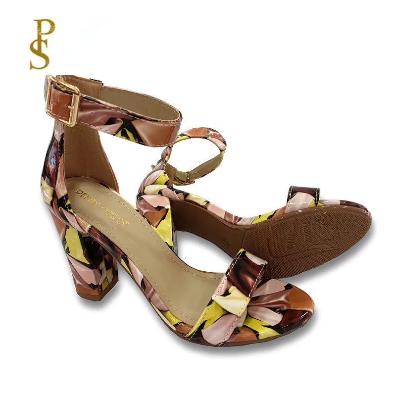 

Fashion trend Fantasy flowers Sandals Summer Ankle One Buckle women shoes