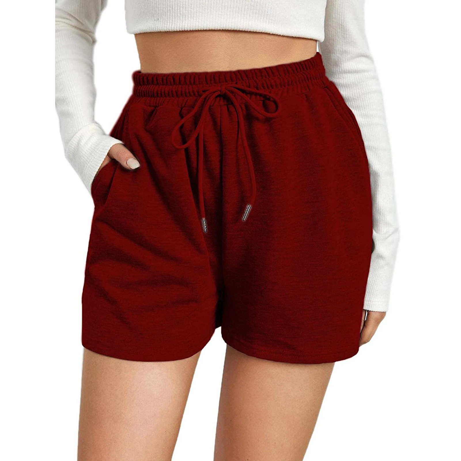 Women Sport Running Shorts Summer Casual Solid Color Loose Drawstring Jogging Sweat Shorts with Pockets Short Pants Work Out nike shorts Shorts