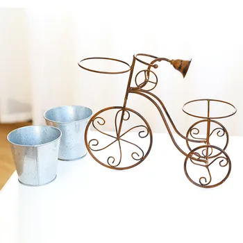 

Nordic Wrought Iron Flower Stand Floor Type Bicycle Flower Pot Stand Wrought Iron Bicycle Flower Stand Double Flower Stand