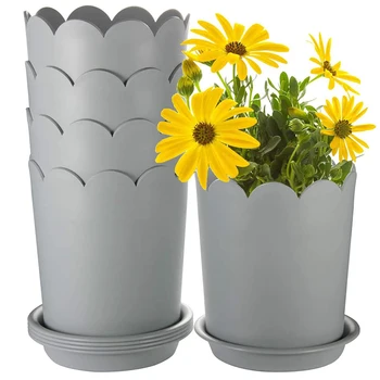 

5PCS Plastic Plant Pots , Indoor/Outdoor Decoration Pots with Flower Appearanc Flower Pots for Succulents