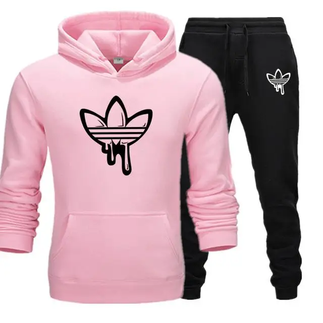pink black - H Комплект из двух предметов, модные толстовки с капюшоном, спортивная одежда для мужчин, спортивный костюм с капюшоном, осенняя брендовая одежда, толстовки+ штаны, мужские комплекты - Цвет: pink black - H