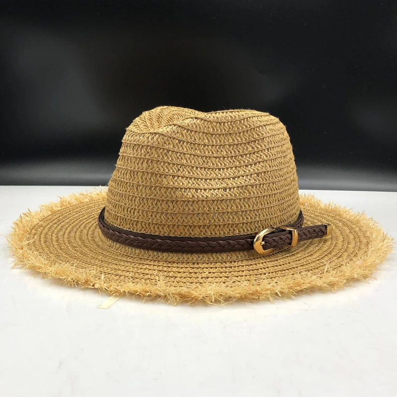 Панама шляпа для девочек соломенные из пальмового волокна Федора мужской Для женщин Летняя Пляжная шляпа с козырьком Кепки вводной мягкая фетровая шляпа в джазовом стиле шляпа сомбреро