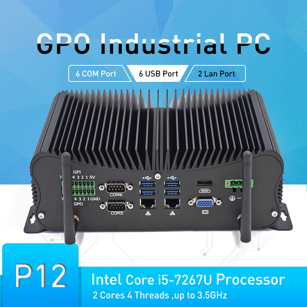 Промышленный мини-ПК Intel Core i5 8250U Kaby Lake 7267U с 14-контактным портом GPIO LPT DB9 COMs CMOS ATX ddr4