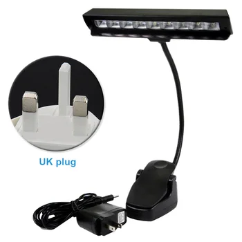 

Black With Adapter Bedroom 9 LEDs Orchestra Flexible Portable Clip On Reading Music Stand Piano Lamp