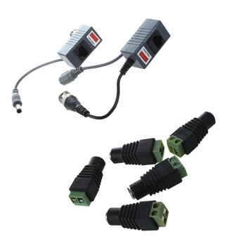 

5X DC Power Female Jack 5.5X 2.1mm Connector Cable Adapter Plug CCTV DVR Camera with 2 X BNC Balun Passive Video Transceiver CCT