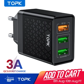 

TOPK Quick Charge 3.0 USB Charger for Samsung S10 S9 Xiaomi Mi 9 Redmi Note 7 Fast QC 3.0 EU Travel Wall Mobile Phone Charger