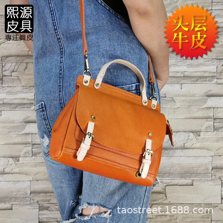 

Hee Source Leather Goods Origional WOMEN'S Leather Bags Cool Retro Messenger Bag First Layer Cowhide Handbag Crossbody Bag
