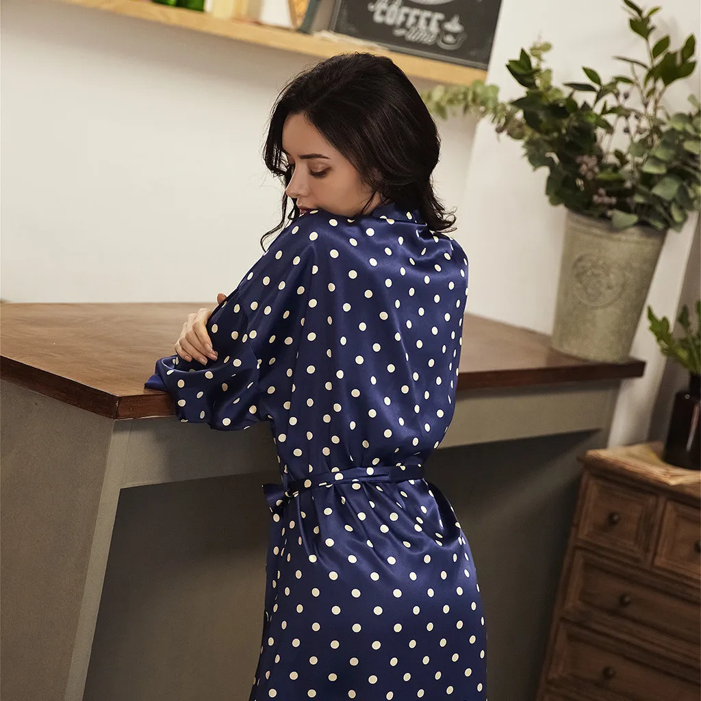 Women 4 Pieces Dot Print Sleepwear Night Gown Pajamas | romantic night dress for couple | 4 piece night dress | sleepwear gown