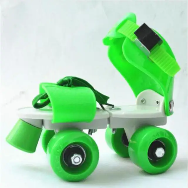 Регулируемый размер детские роликовые коньки двухрядные 4 колеса обувь для катания на коньках раздвижные Инлайн ролики для слалома детские подарки Роликовые кроссовки - Цвет: Зеленый